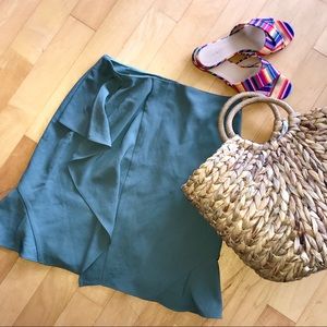 Banana Republic Sage Green Ruffle Crepe Mini Skirt